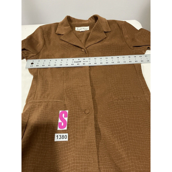 Womans Susan Ross Design Size 12 Brown Button Up Velour Long Coat - Picture 6 of 9